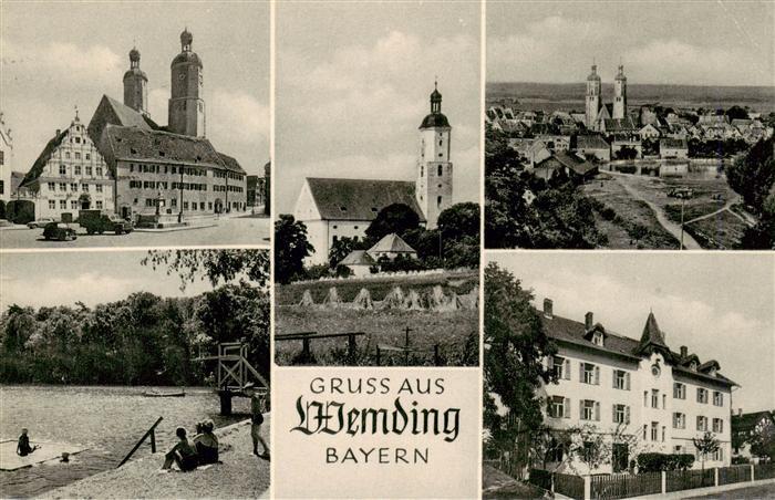 Wemding Bayern Rathaus Kirchen Panorama Seepartie