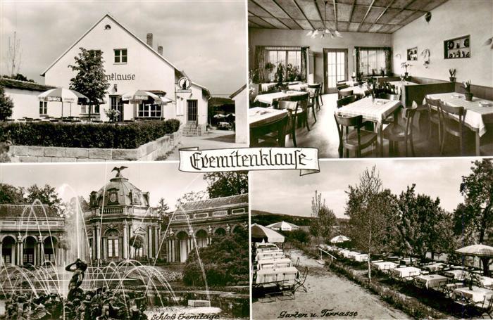BAYREUTH Bayern Eremitenklause Gastraum Terrasse Springbrunnen