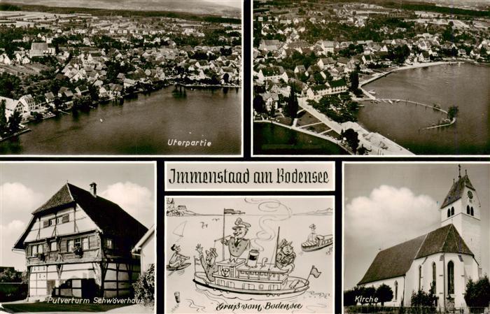 Immenstaad Bodensee Uferpartie Fliegeraufnahme Pulverturm Schwoeverhaus Kirche