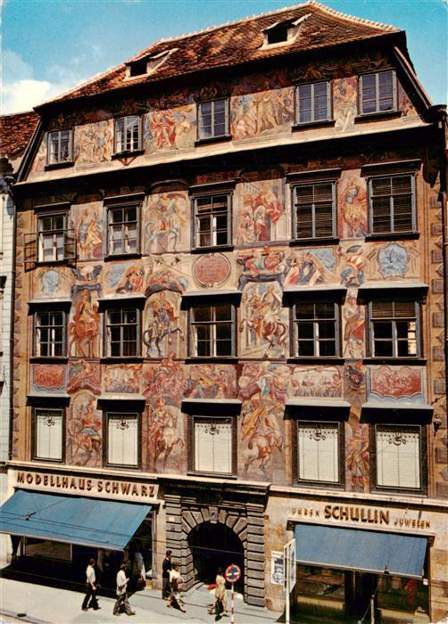 Graz  Steiermark AT Modellhaus Schwarz Bemaltes Haus in der Herrengasse