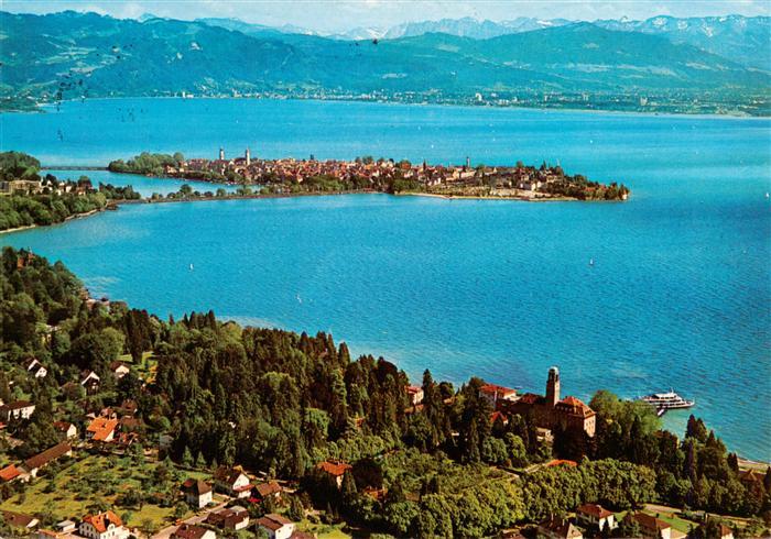 Bad Schachen Lindau Fliegeraufnahme mit Bodensee Bregenz und Vorarlberger Hochge