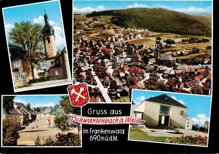 Schwarzenbach am Wald Kirche Fliegeraufnahme Ortspartie Bank
