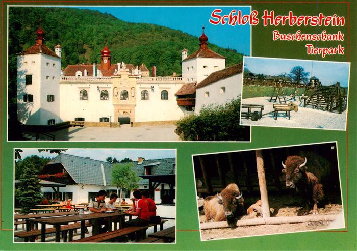 Herberstein Steiermark AT Schloss Herberstein Spielplatz Freiterrasse Bisons