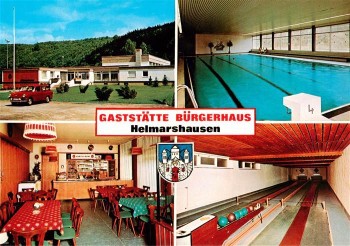 Helmarshausen Gaststaette Buergerhaus Hallenbad Gaststube Kegelbahn