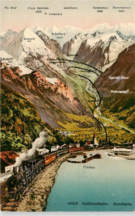 Eisenbahn Railway Chemin de Fer Gotthardbahn Nordseite