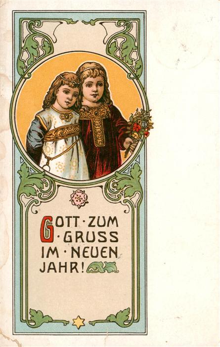 Jugendstil Gott Gruss im Neuen Jahr