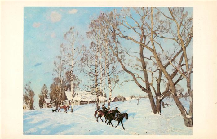 Yuon Konstantin Kuenstlerkarte Russland A Sunny in March Maerz Sonne