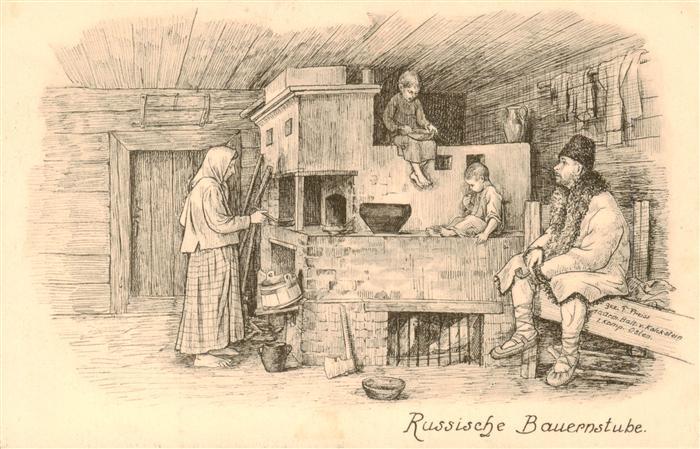 Bauernhaus Russische Bauernstube Kinder Mann Frau