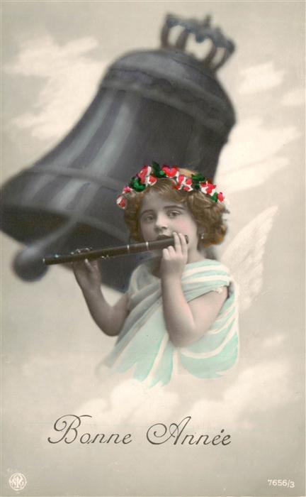 Foto NPG Nr. 7656/3 Kind Floete Glocke Bonne Annee