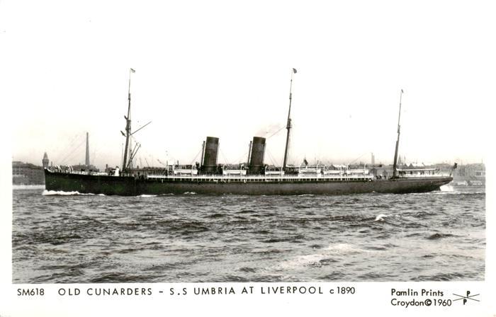Dampfer Oceanliner SM618 Old Cunarders S.S. Umbria at Liverpool c 1890