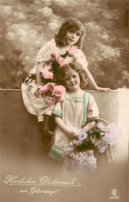 Foto GLCo Nr. 4268/2 Kinder Blümen Glückwunsch Geburt