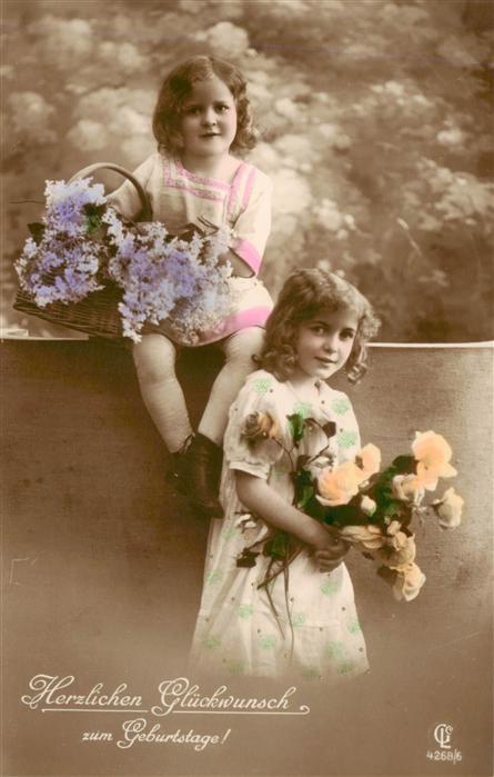 Foto GLCo Nr. 4268/6 Kinder Blümen Glückwunsch Geburt
