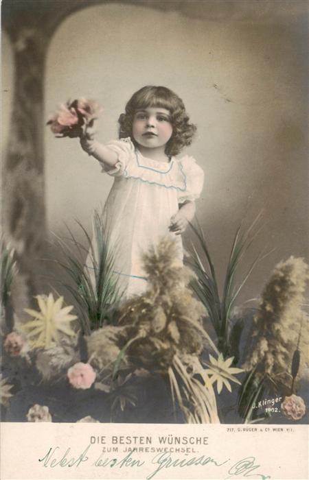 Foto Klinger J. Nr. 717 Beste Wünsche Jahreswechsel Kind Mä