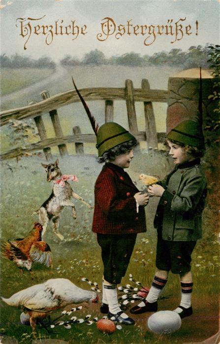 Ostern Easter Paques Pasqua Kinder Ziege Huenner Ei