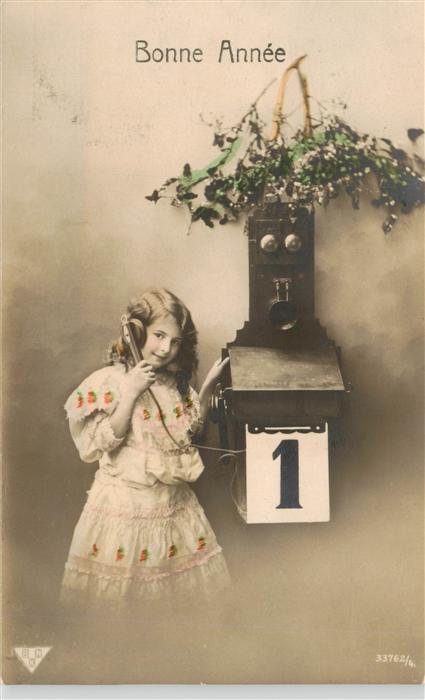 Foto BNK Nr. 33762/4 Bonne Annee Kind Neujahr Telefo