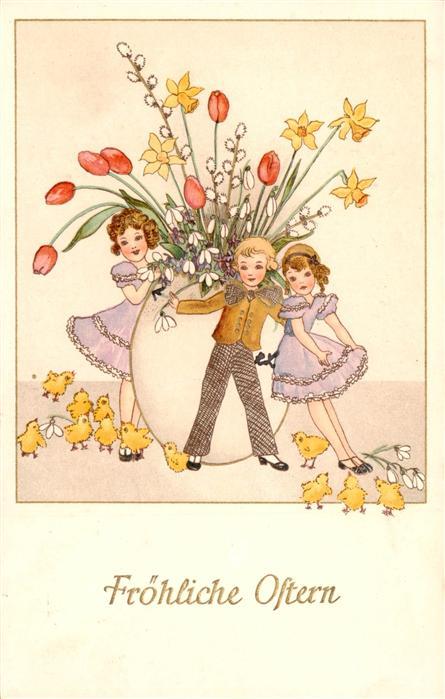 Ostern Easter Paques Pasqua Kinder Bluemen Ei