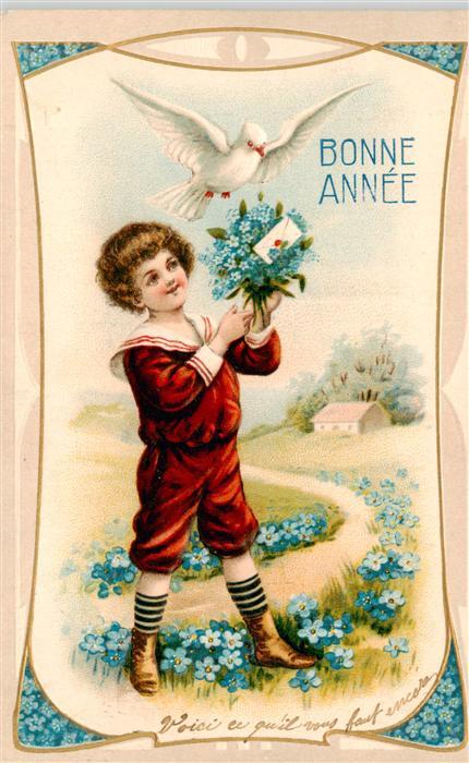 Brieftaube Carrier Pigeon voyageur Bonne Annee Kind