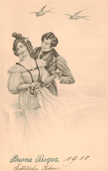 Ostern Easter Paques Pasqua Frau Mann Schwalbe