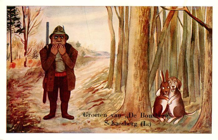 Jagd Chasse Hunting Jaeger Hund Hase De Bousherg