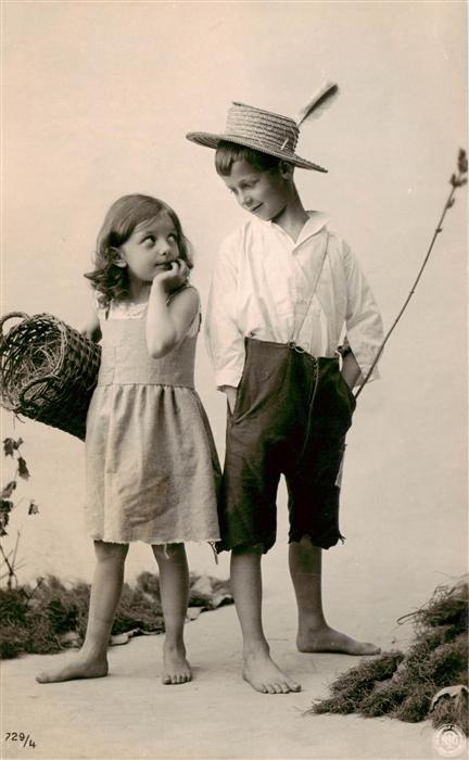 Foto NPG Nr. 729/4 Maedchen Junge Hut