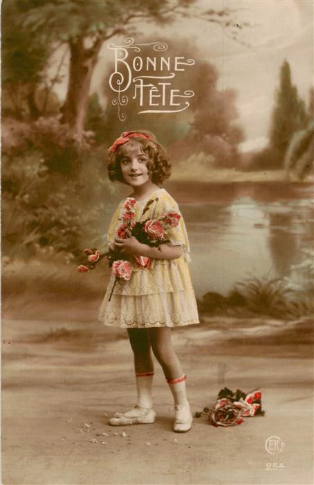 Foto EKC Nr. 254 Bonne Annee Kind Blüme