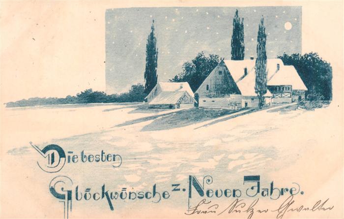 Neujahr Annee New Year Glueckwunsche Haeuser