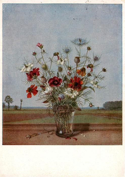 Kuenstlerkarte Herbert Boettger Sommerblumen