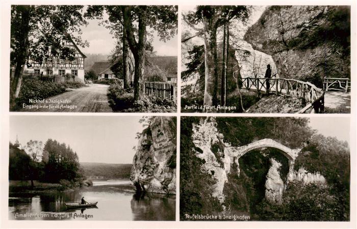 Inzigkofen BW Nickhof Fuerstliche Anlagen Amalienfelsen Donau Teufelsbruecke Bro
