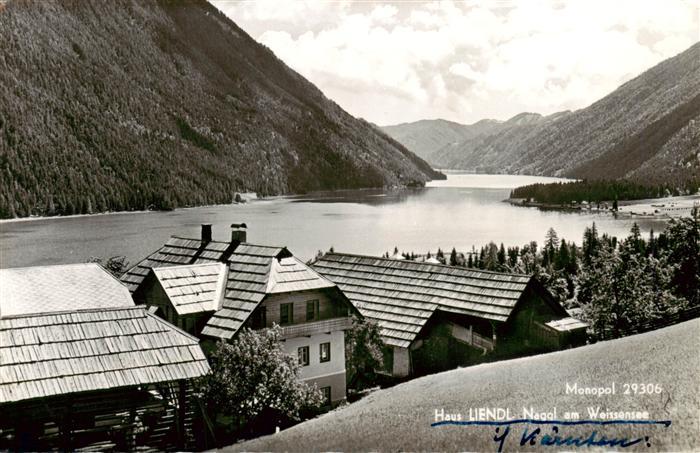 Naggl Weissensee Kaernten AT Gaestehaus Pension Haus Liendl Panorama Blick ueber