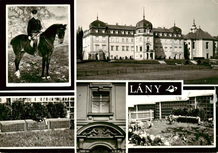 Lany CZ Schloss Praesident Masaryk zu Pferd Grabsteine