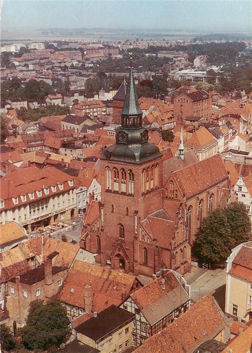 Guestrow Mecklenburg Vorpommern Stadt und Pfarrkirche St Marien Fliegeraufnahme