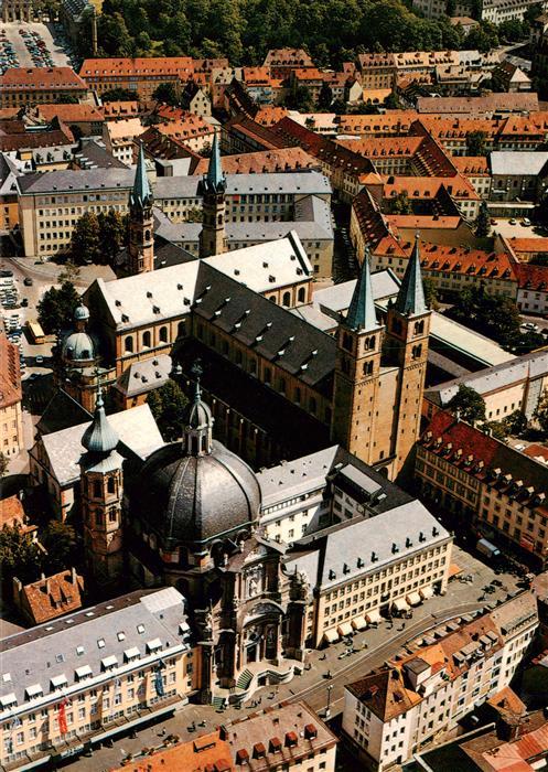 Wuerzburg Bayern Neumuenster und St Kilians Dom Fliegeraufnahme