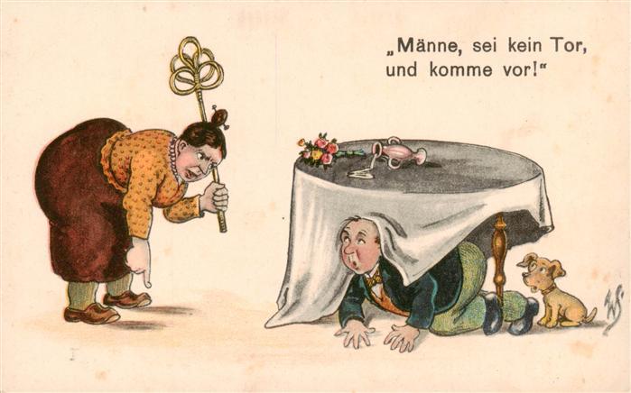 Humor Humour-- SW SN Nr.466 Frau Mann Hund