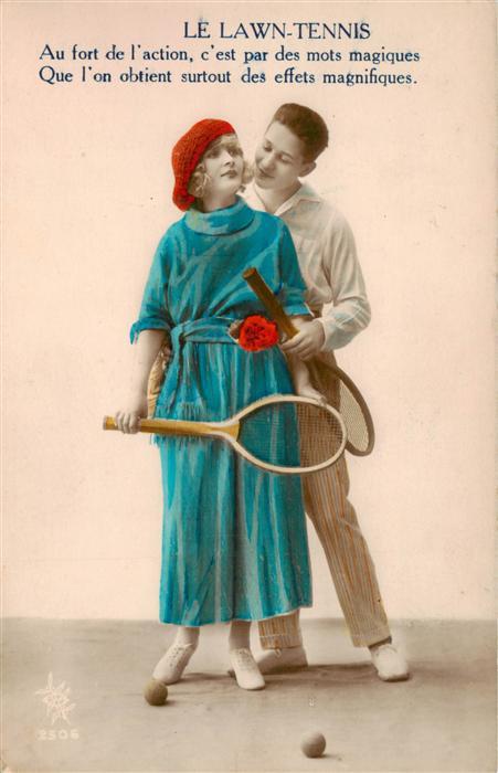 Tennis-- Frau Mann Le Lawn-Tennis