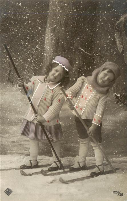 Foto CP Nr. 1255/56 Kinder Winter Ski