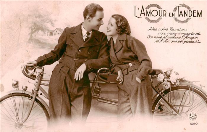 Foto FOX Paris Nr. 1029 L Amour en Tandem Mann Frau Fahrad