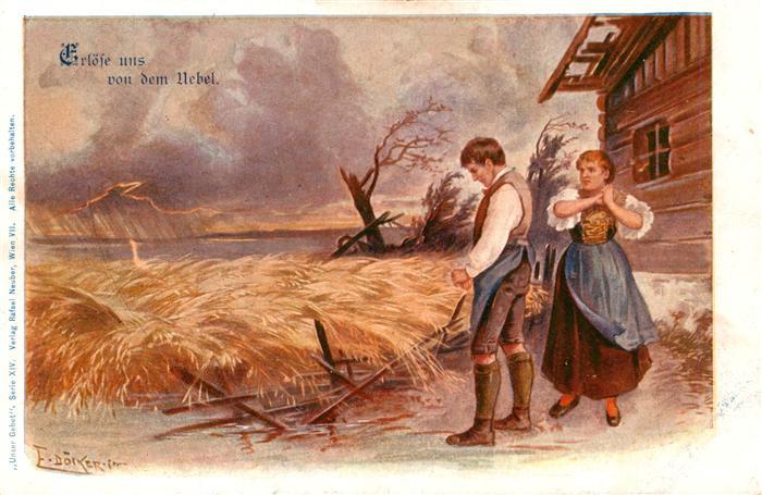 Doecker E Kuenstlerlitho Unser gebet Erloese uns Feld Mann Frau