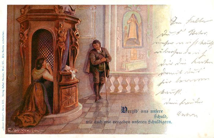 Doecker E Kuenstlerlitho Vergib uns unsere schuld