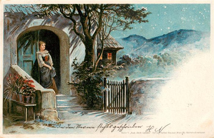Doecker E Kuenstlerlitho Frau Aus dem leben
