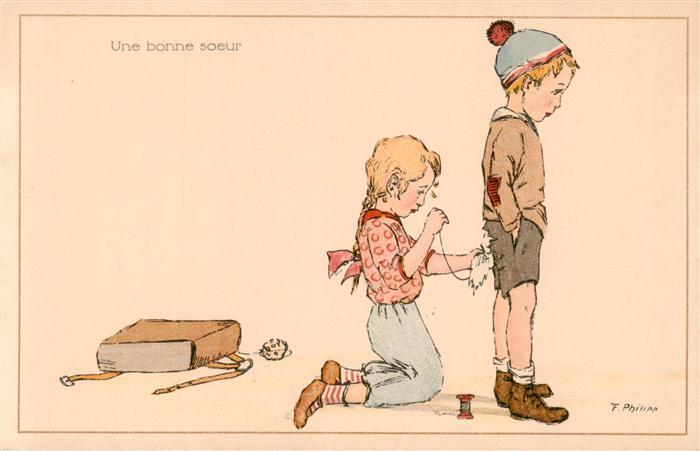 Philipp F. Kuenstlerkarte Une bonne soeur Kinder