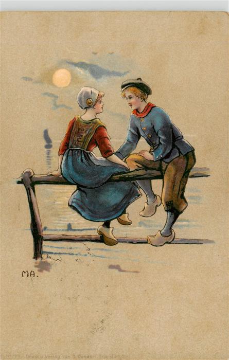 Trachten Holland Mann Frau Litho