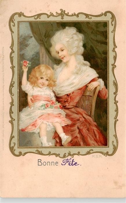 Verlag Meissner und Buch Litho Bonne Fete Frau Kind