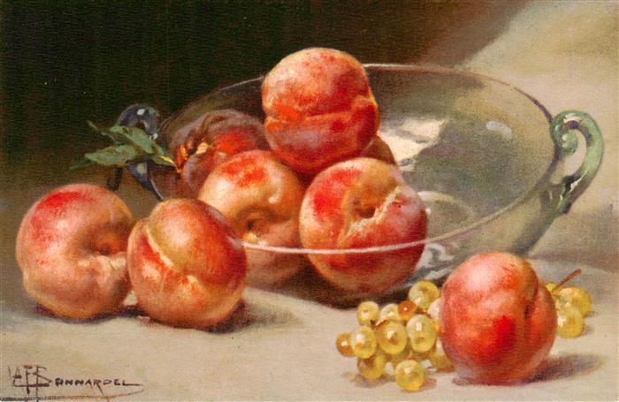 Stilleben Stillleben Kuenstlerkarte Nr. 551 Pfirsiche