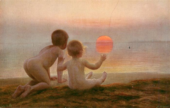 Verlag Tucks Serie Nr. 952 Der junge Tag Kinder Sonnenaufgang