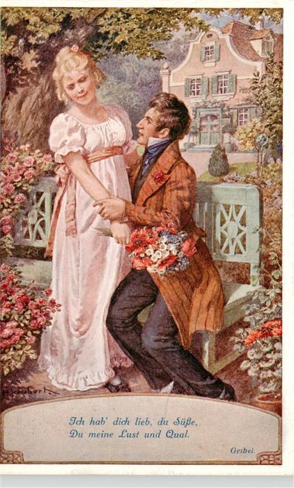 Schubert H. Kuenstlerkarte Nr. 22-148 Liebespaar Blumen