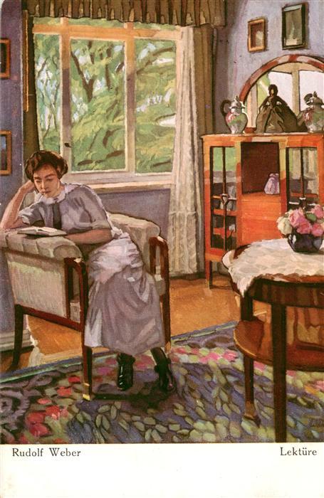 Weber Rudolf Kuenstlerkarte Lektuere