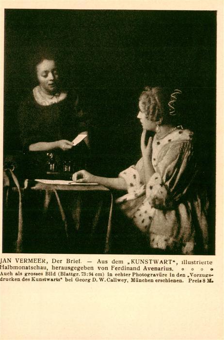 Vermeer Jan Kuenstlerkarte Kunstwart Der Brief