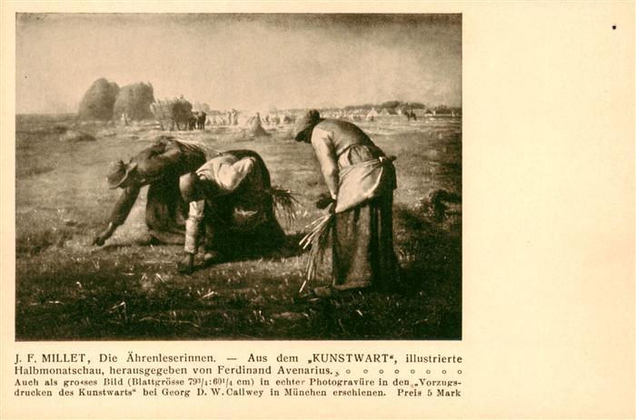 Millet Jean-Francois Kuenstlerkarte Kunstwart Die aehrenleserinnen