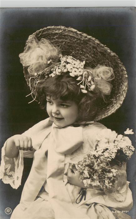 Foto RPH Nr. 5491 Kind Mädchen Blumen Hut