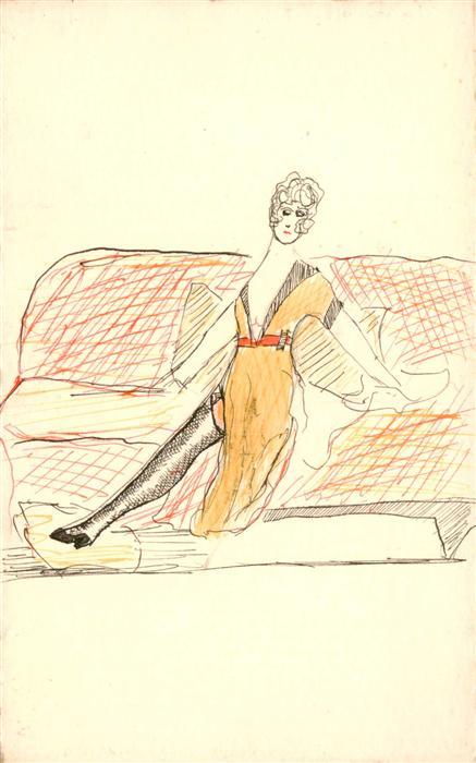 Handgemalt hand-painted peint-a-la-main pintado-a-mano-- Frau